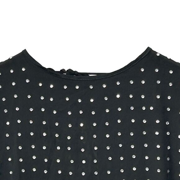 New Susana Monaco Embellished Rhinestone Scoop Back Dress Black Women Small NWOT - Picture 9 of 9